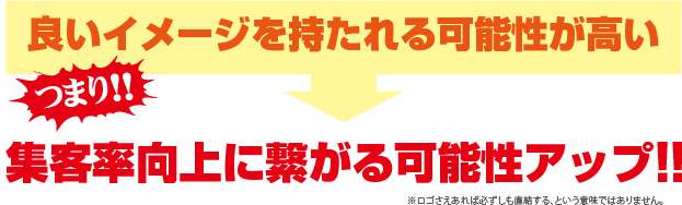 良いイメージを持たれる可能性が高い つまり!! 集客率向上に繋がる可能性アップ!!